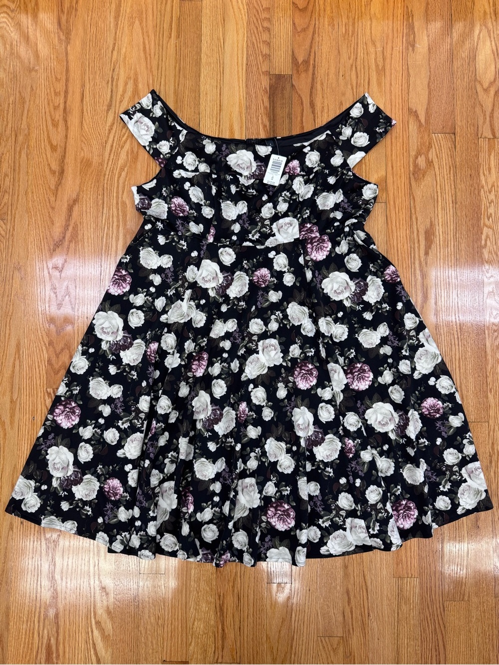 Torrid Women’s Black Floral Off-Shoulder Dress Dark Cottagecore Girlhoodcore
